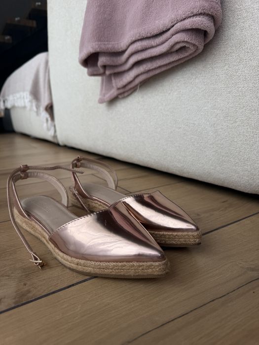 Sandale elegante rose gold cu impletituri - 38