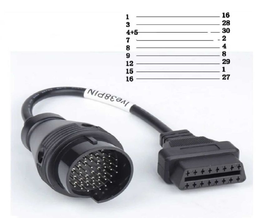 Cablu adaptor diagnoza IVECO Turbo Daily 38 pini la 16 pini OBD2