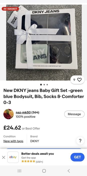DKNY Jeans Baby 4 Piese, Set cadou nou născut,, 0-3 luni