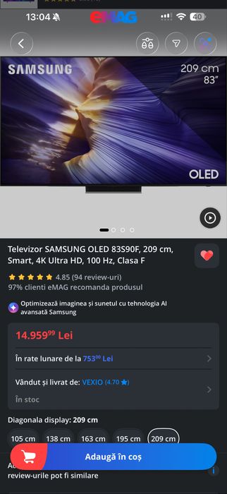 Televizor SAMSUNG OLED 83S90F