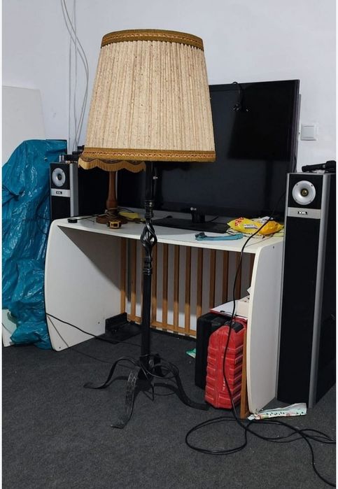 Lampa Lustra lampadar mare fier forjat vechi rustic 3 becuri abajur