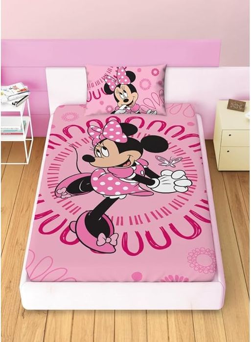 Set lenjerie pat Disney Minnie 140x200 cm si 1 fata de perna 70x90 cm,