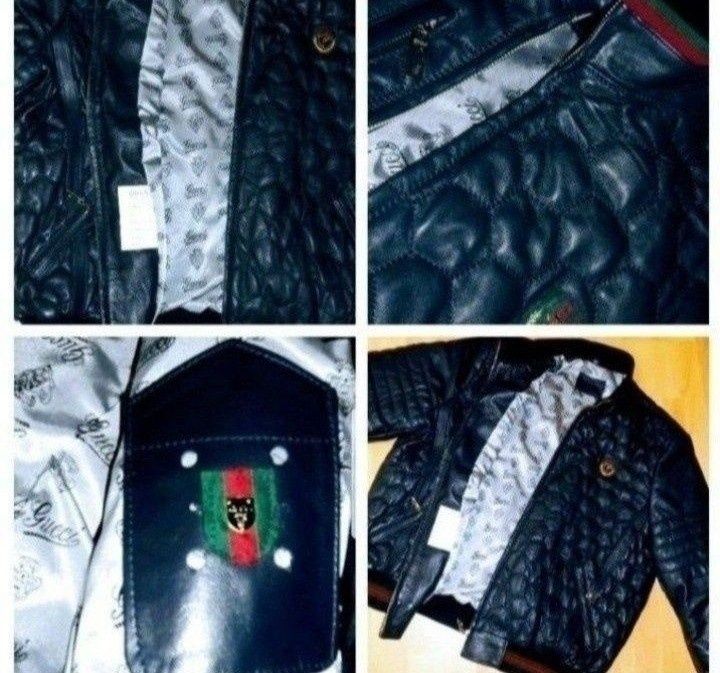 Geaca Gucci piele naturala 100%,logo metalic,import Italia