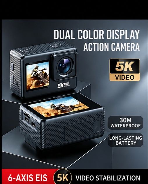 Экшн-камера V39 5K Ultra HD | Двойной экран | Wi-Fi | Сенсорный экран