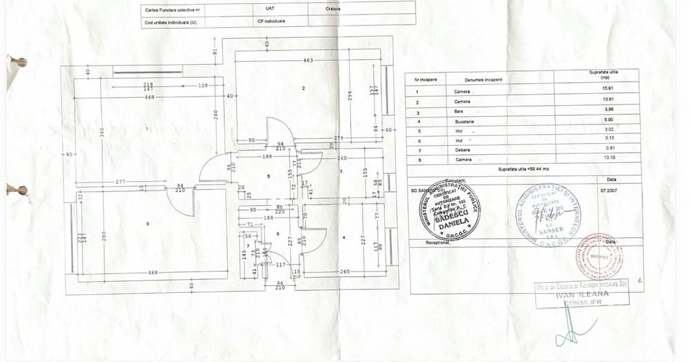 Apartament 3 camere, 60 mp, zona Calea Bucuresti