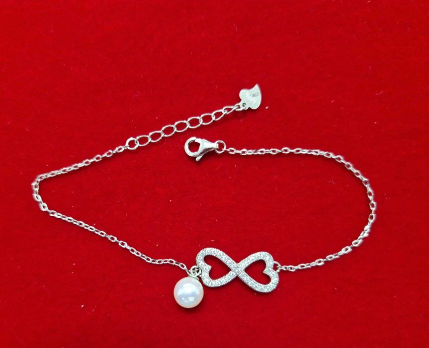 AG218,bratara argint 925,noua/marcata, infinit, cu perla flexibila,