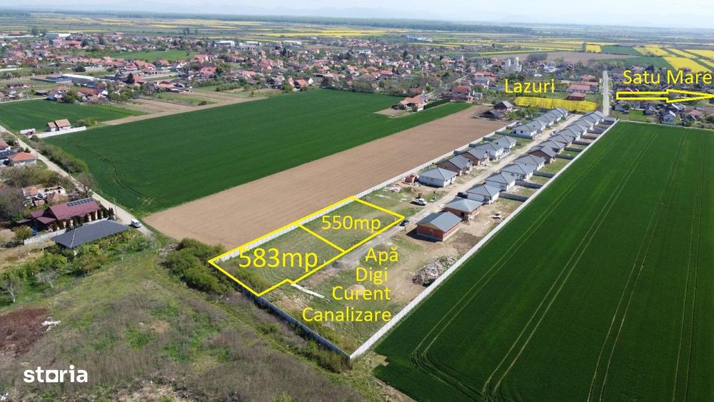 Teren intravilan 583mp| Lazuri | PUZ APROBAT | Proiect  casa parter