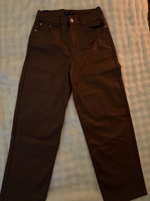 Дамски кожен панталон, кафяв