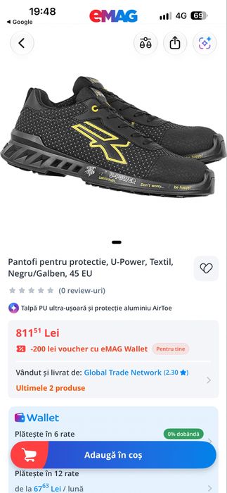 Pantofi / Adidași de protecție U-Power MATT S3 (Noi) – Mărimea 40