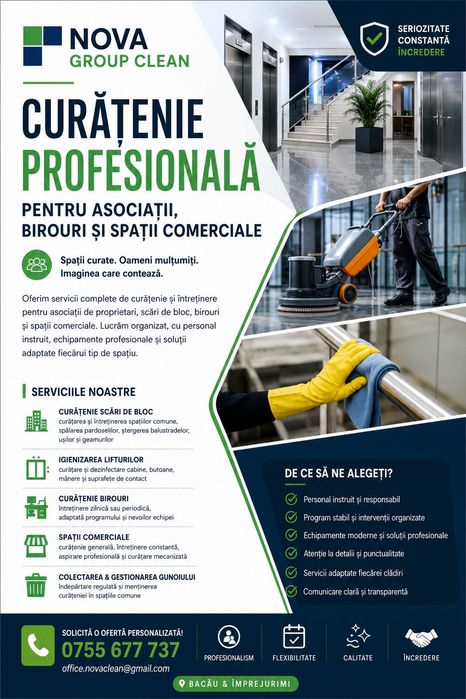 Curățenie profesională scări bloc și birouri | Nova Group Clean