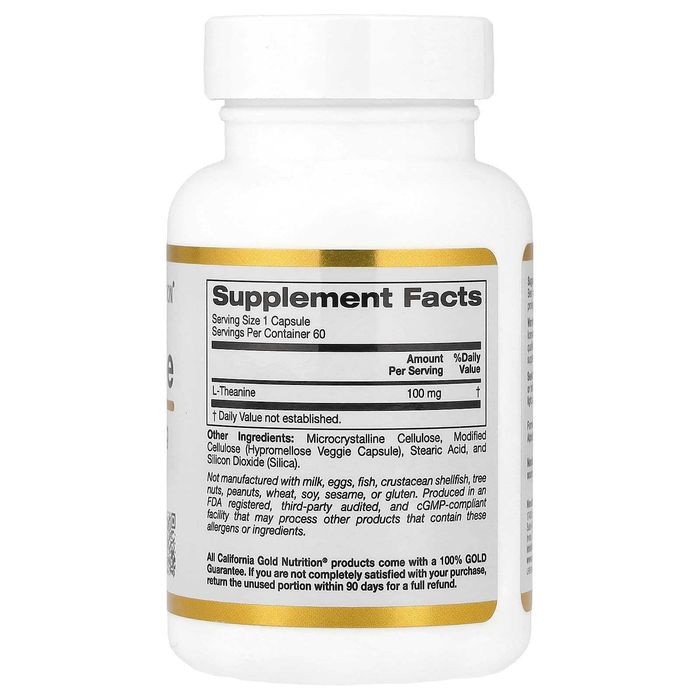 California Gold Nutrition, L-теанин, 100 мг, 60 капсул