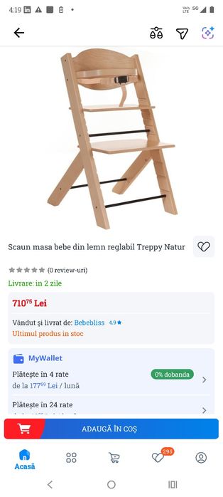 Scaun copil Treppy lemn alb - regalbil