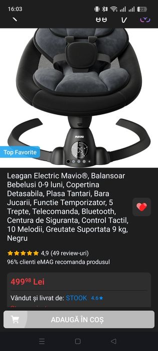 Leagan electric bebelusi  rotativ