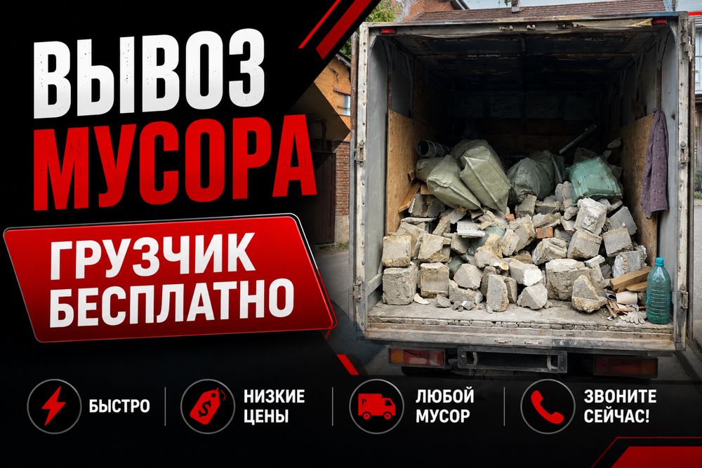 ВЫВОЗ МУСОР, любой, муср, хлам, отход, доставка,