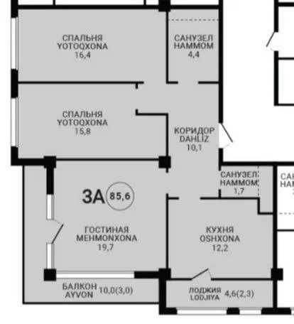 3-комнатная квартира в ЖК Koh-Ota — район Шайхантахур, Себзар 87 м²;
