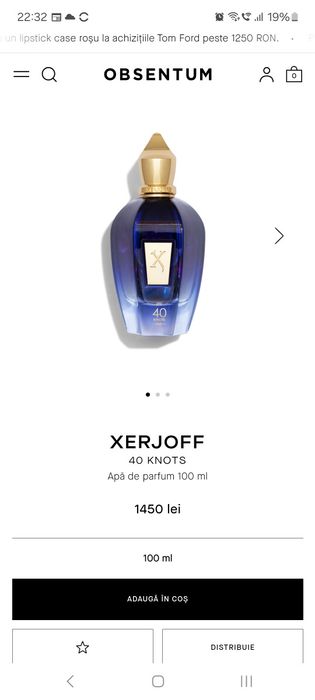 Parfum Xerjoff 40 knot, 100 ml, sigilat,cumparat de la obsentum.