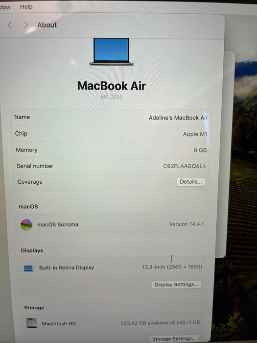 Apple MacBook Air M1 (2020) 13" | 8GB RAM | 256GB SSD | AZERTY клавиатура
