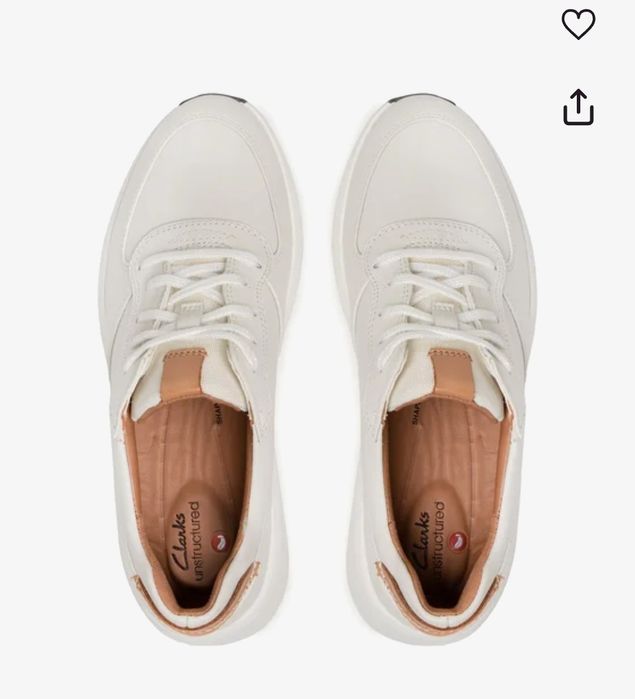 Clarks кецове сникърси маратонки бели бял 36 ествествена кожа