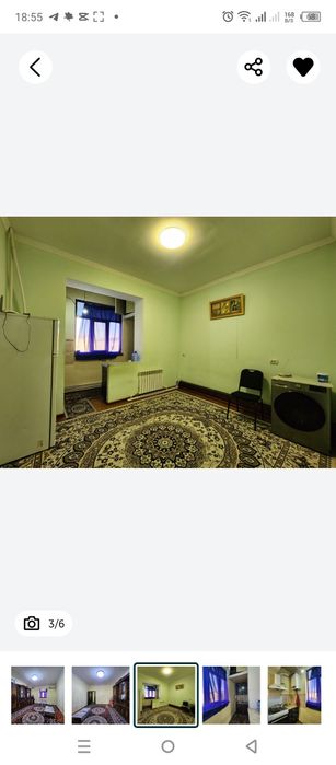 6 mikrorayonda 1 xonali kvartira ijaraga beriladi