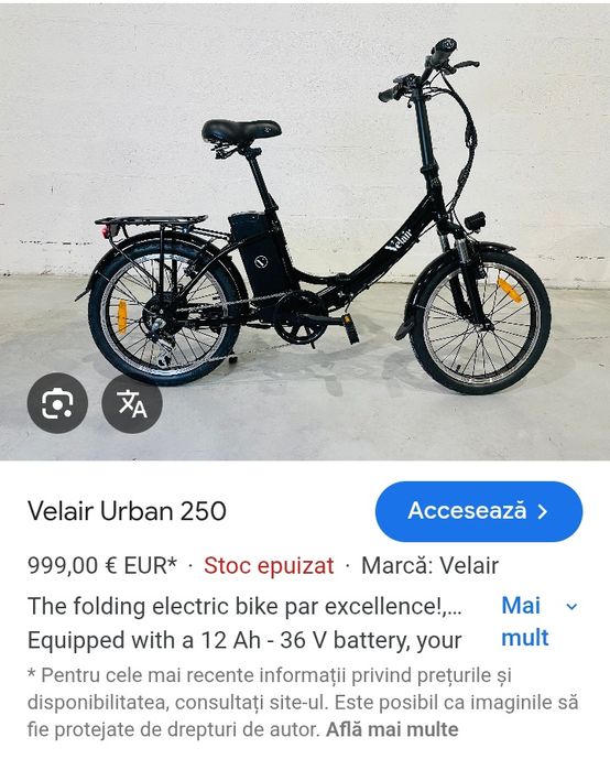 Bicicletă electrică pliabila 20".