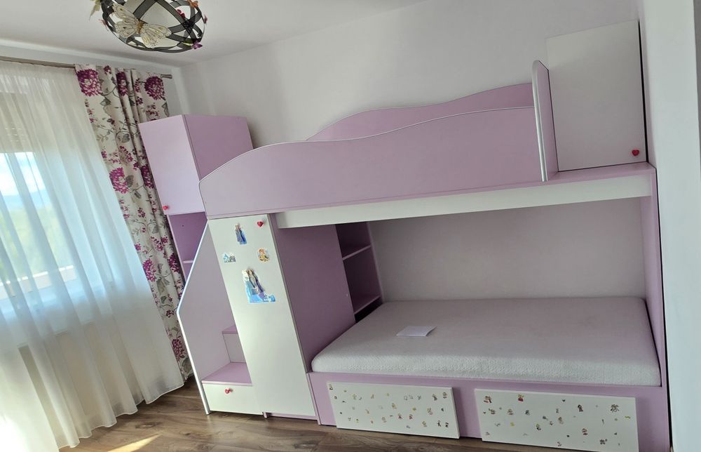 Mobila camera copii, 2 paturi suprapuse, saltele incluse