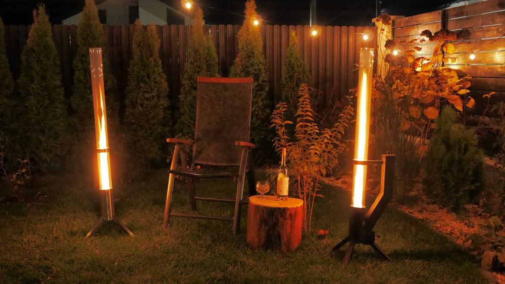 Incalzitoare pe peleti si glisiere aluminiu pentru terasa