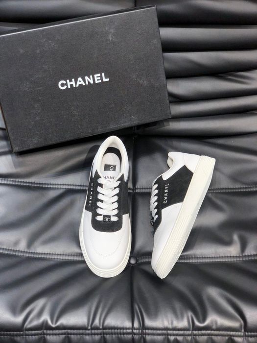 Adidasi Chanel CC Logo Low-Top Sneakers White/Black