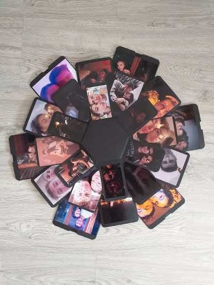 Cutie exploziva personalizata cu fotografii, hexagonala culoare neagra