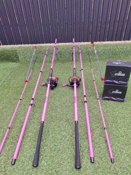 Set 2 Feedere FL BLACK FORCE Pink 3.90 Actiune 60-180 + 2 Mulinete FL