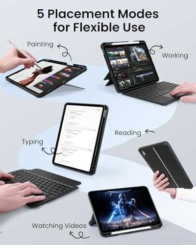 Нов Калъф с клавиатура за iPad 10th Gen A16 2025, тъчпад, RGB, UK layout Кейс таблет Айпад