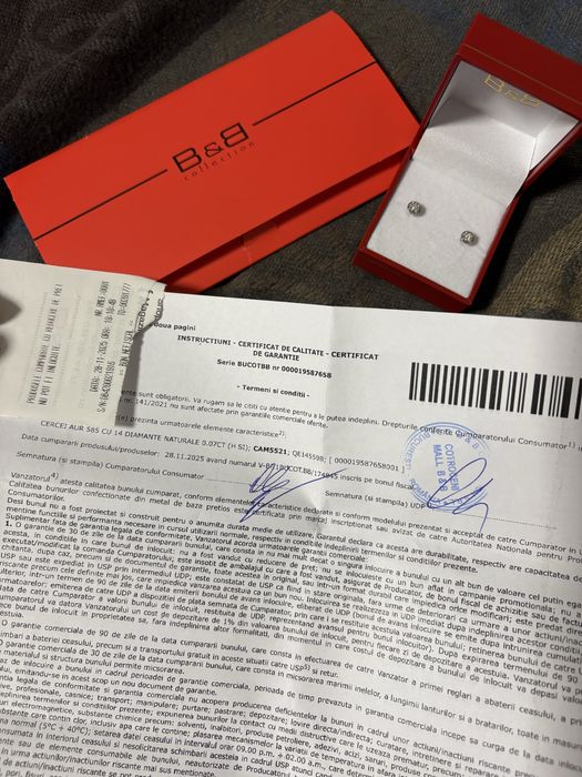 Cercei aur 14K cu diamante naturale B&B