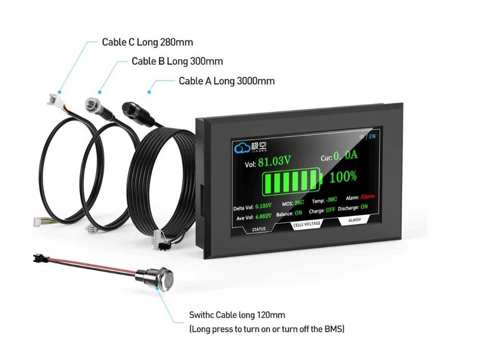 V15 / V19 Ecran LCD TouchScreen Display 4.3" JK BMS (all models)