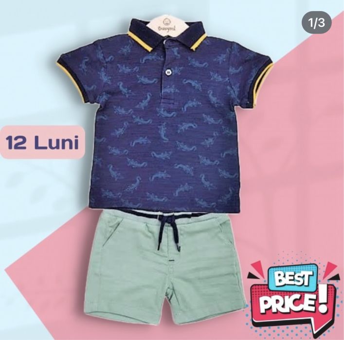 Tricou polo si pantaloni scurti pentru 12 luni