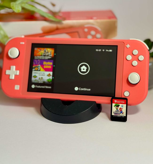 Nintendo Switch Lite Coral (Корал/Розов) + Super Mario Bros. Wonder | КАТО НОВО!