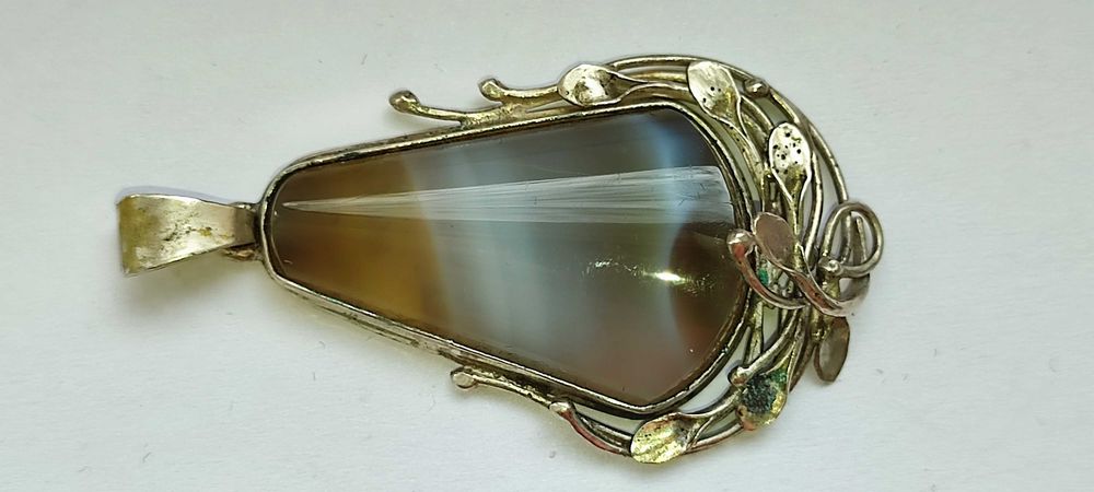 Кулон серебряный с очень красивым  камнем АГАТ