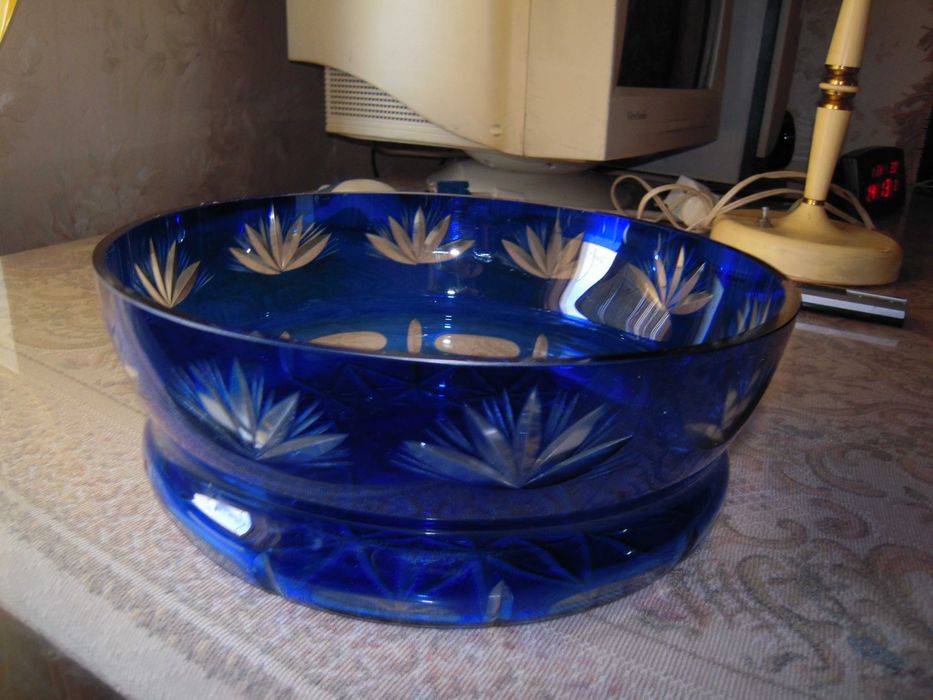 Хрустальная ваза для фруктов, СССР, винтаж, алмазная грань