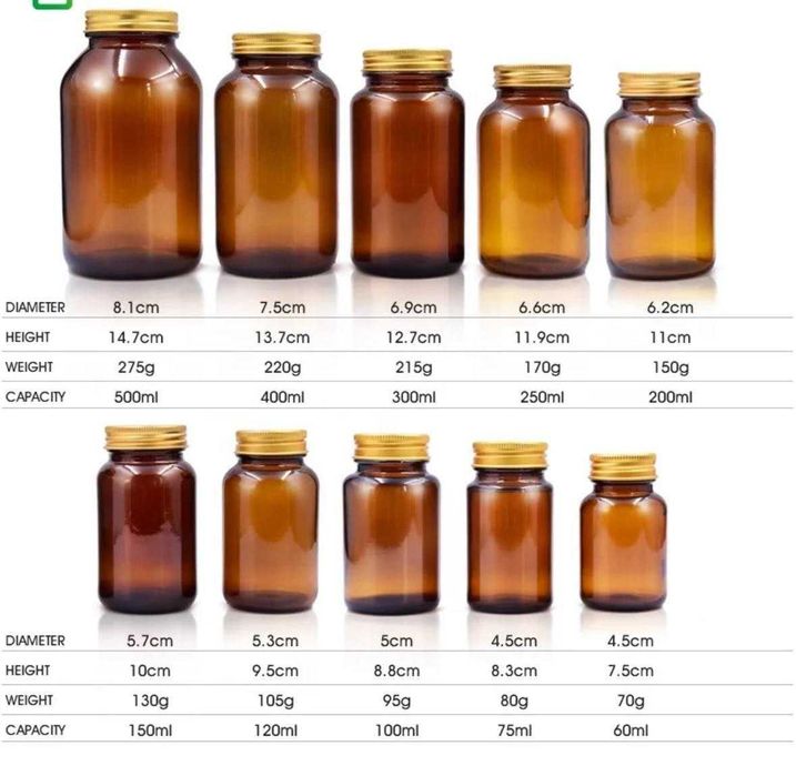 Флакон стеклянный 30мл, 75мл, 100мл, 120мл, 150мл, 200мл