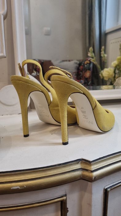Pantofi slingback Pollini-piele intoarsa naturala