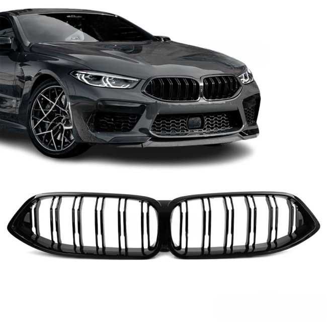 Grile Grila Nari Duble M BMW Seria 8 G14 G15 G16 2018-22, Negru Lucios