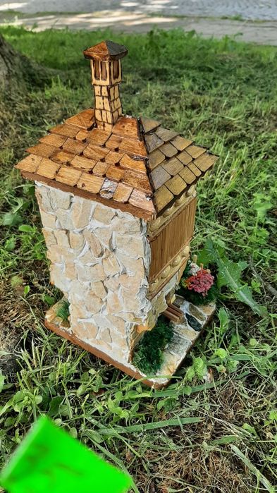 Декоративна къща, Макет на българска къща от дърво и камък, ръчна изра