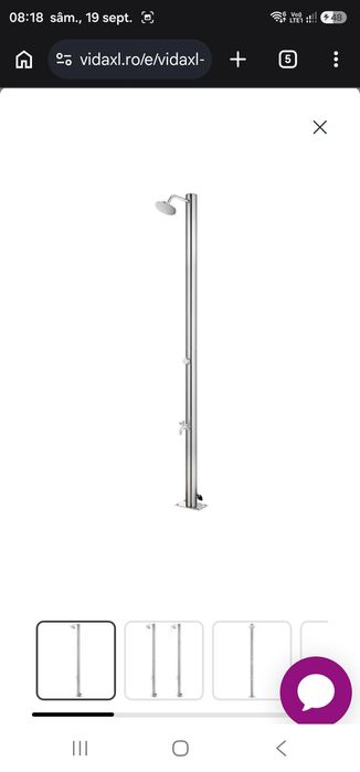 Duş pentru grădină, 215 cm, oțel inoxidabil