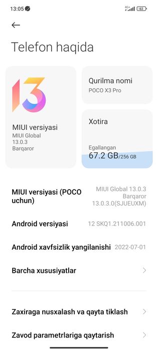 Poco x3 pro 8+3  256 tali ideal hamma joy radnoy