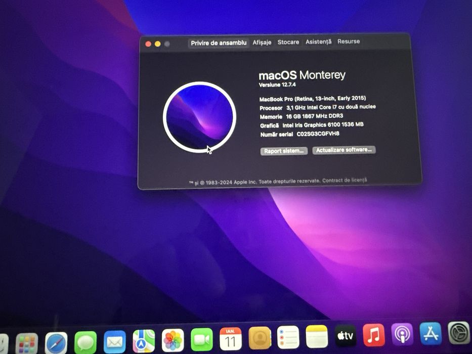 Laptop Apple Macbook Pro 13 i7 16gb ssd 512 baterie noua