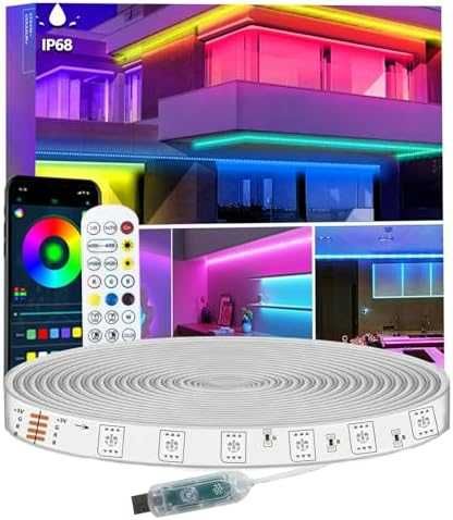 Нова Външна LED лента 5m IP68 USB 5V музикален режим таймер APP RF
