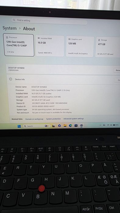 Lenovo ThinKpad T 14S Gen 3 Intel i.5 1240P 16 gb ddr5!!!