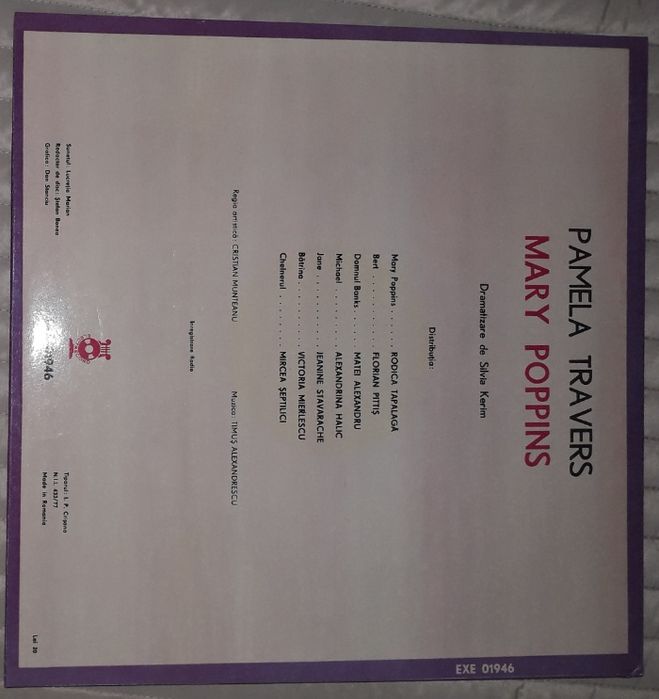 Mary Poppins (P. L. Travers) disc vinil pickup