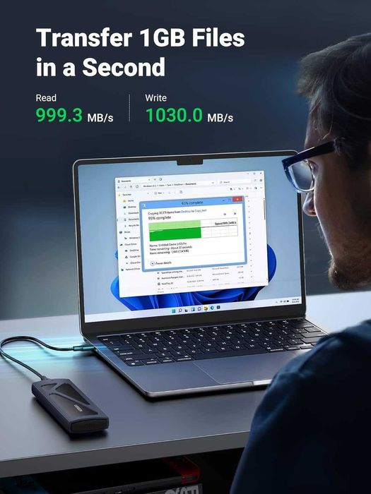 Adaptor SSD M.2 NGFF PCIe / NVMe la USB 3.0 USB-C rack extern carcasa