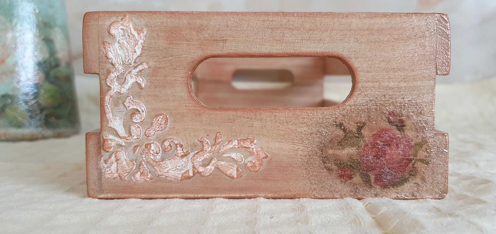 Дървени сандъчета, винтидж стил, ръчно декорирани с декупаж