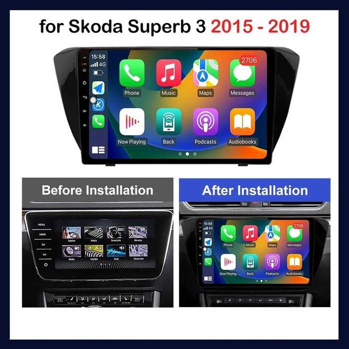 Navigatie Android Skoda Superb Waze YouTube WiFi Internet GPS USB