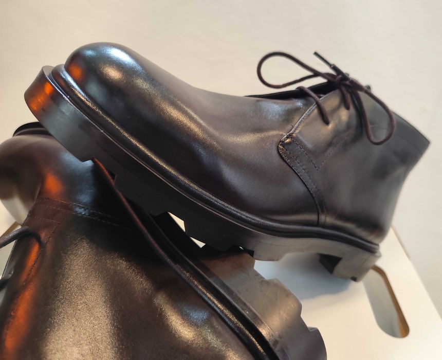 Ghete lace up 45 premium Massimo Dutti NOI piele naturala moale maro